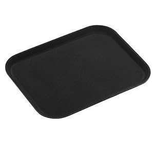 Grunwerg Vassoio per Alimenti Antiscivolo in plastica Super gommata, Rettangolare, 35 x 25 cm, Nero