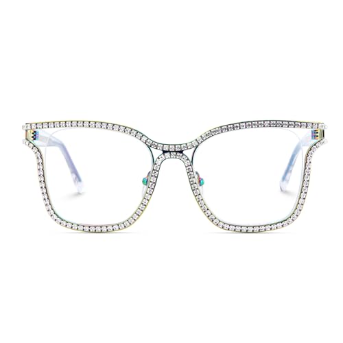 Image of Zeelool Glasses Frame for Women Diamond Square Blue Light Blocking glasses Shine JGM104070 Multicolor