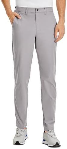 CRZ YOGA Men's All Day Comfy Golf Pants - 30" Quick Dry Lightweight Work Casual Trousers with Pockets Gull Gray 32W x 30L