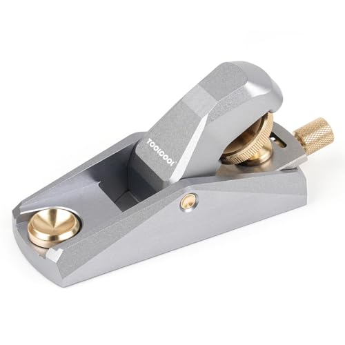 TOOLCOOL Low Angle Block Plane Wood Plane Mini Hand Plane for Woodworking Aluminum Alloy Body Adjustable Blade Depth (Silver)