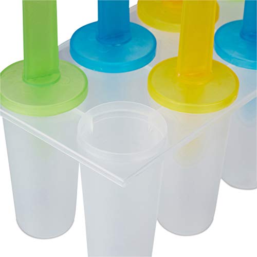 Eisformen von Relaxdays, 8 runde Förmchen mit bunten Stielen