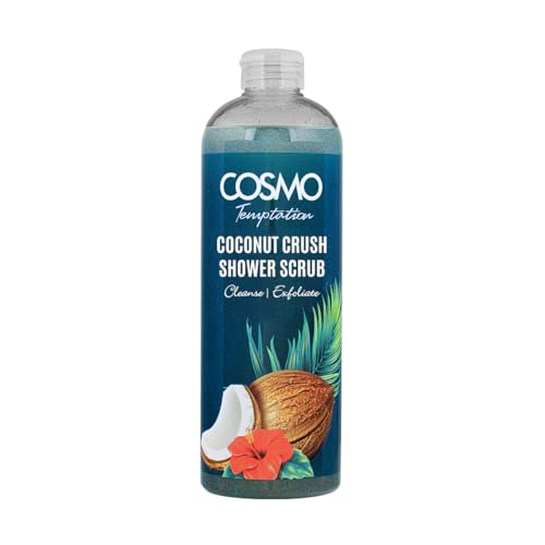 Cosmo Skin Care Temptation Coconut Crush Shower Scrub 1000ml/33.81fl.oz, Body Cleansing, Skin Exfoliate, Remove Impurities & Dead Cells, Best Body Wash, Daily Use Shower Gel, All Skin Types