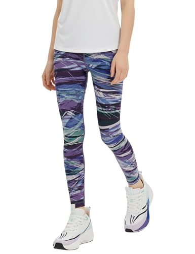 Image of Venzina Girls Printed Yoga Pants High Waist Athletic Leggings for Kids, Colorful Patterned Cropped Workout Pants for Running, Dance, Exercise & Casual Wear