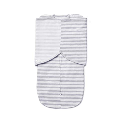 BreathableBaby Adjustable 3-in-1 Soft Premium Cotton Newborn Swaddle Trio Blanket & Wrap, (Infants 0-4 months) â€“ Gray Watercolor Stripe, Arms Up, Arms Down, Arms Out, Perfect Baby Shower Gift