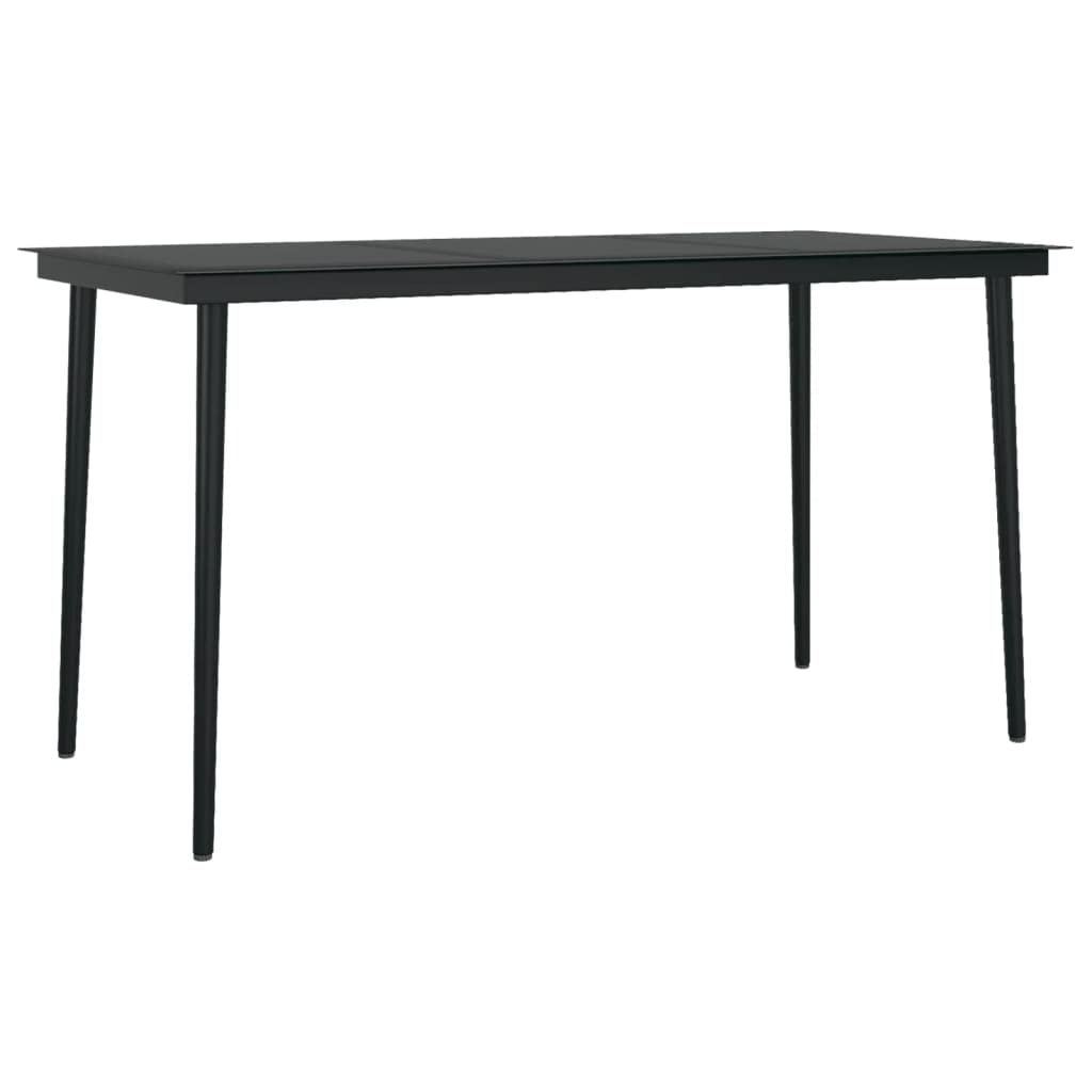 Juego de 3 muebles de jardín con cojines negros, juego de mesa de comedor al aire libre para patio y jardín, con cojines de fácil cuidado y sillas ajustables