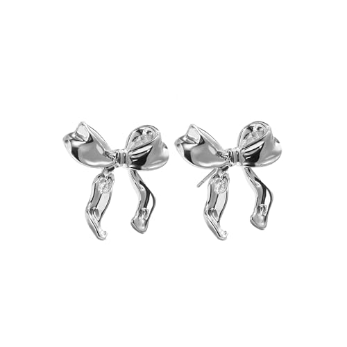 SIXDUTON Boucles d'oreilles en Forme de Nœud, boucles d'oreilles en Nœud Papillon Doré et Argenté, Boucles d'oreilles Hypoallergénique Bijoux pour Femmes...