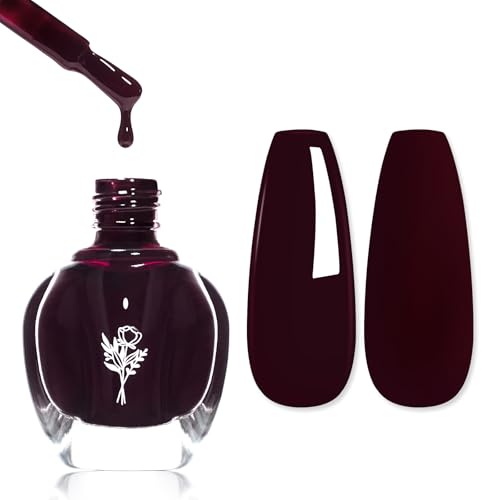 COSMOO Cherry Red Quick Dry Nail Polish Black Red Chip Resistant Manicure Non-Toxic Vegan Cruelty Free 12ml Fast Drying in 60 Seconds (Wicked)