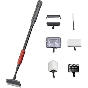 Boxtech 6 in 1 Strumenti per la pulizia dell’acquario Kit per la pulizia dell’acquario con raschietto per alghe Spugna di vetro Scopa per ghiaia Spazzola per tubi