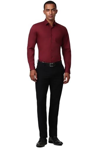 Image of Peter England Men Polycotton Slim Fit Full Sleeve Stretchable Solid Formal Shirt | Lycra Comfort