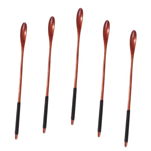5pcs Thin Handle Mixing Spoon Drink Mixing Spoon Long Handle Spoons Wood Stirring Spoons Drink Stirring Spoon Wood Coffee Stirring Spoons Honey Mixing Spoon Honey Stirring Spoons
