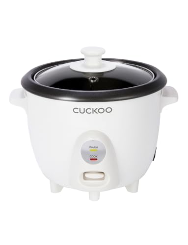 CUCKOO One Touch Rice Cooker 3-Cup (Uncooked) / 6-Cup (Cooked), Mini Rice Cooker & Warmer with Steamer Tray, Versatile Grain Cooker, Soup Maker, Auto Keep Warm, White (CR-0301C)