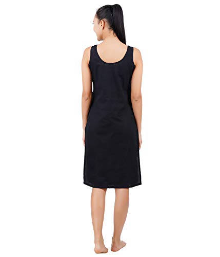 Happy Bunny Womens Cotton Suit Slip & Camisole Combo Set of 2 Black-Black