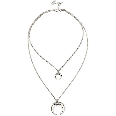 Collar de aleación YAZILIND Retro Multicapa Pendiente Crescent Luna Curva Cover