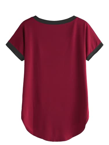 Image of Fabricorn Women's Short Sleeve Up and Down T-Shirt with Black Colour Rib