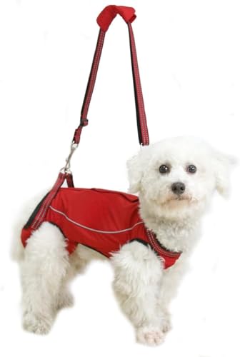 Tuyiutm 新しいウォーキングベルト、第2世代、弱い足に適しており、ペット用品、小型犬と中型犬に適しています、牽引ロープ、3M反射材、バックパック、高齢犬の足の怪我 (レッド,XL)