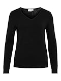 Vila Clothes Viril L/s V-Neck Knit Top-Noos, suéter Mujer, Negro (Black), 36 (Talla del Fabricante: Small)