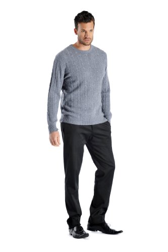 Cashmere Boutique 100% Pure Cashmere Cable Pullover Sweaters for Men – Crew Neck, Long Sleeve, Lightweight, Soft and Warm3