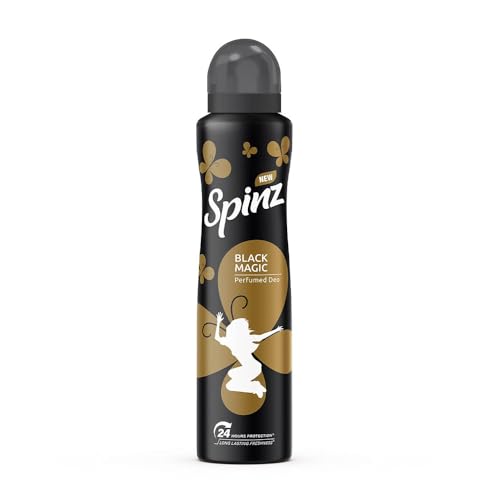 New Spinz Black Magic Perfumed Deo for Women, with International Fragrances for Long Lasting Freshness and 24 Hours Protection from Odour causing Bact