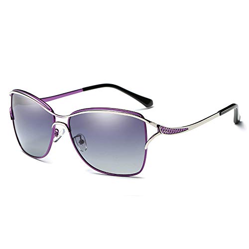 XULONG Gafas de Sol polarizadas de aleación Premium, Gafas de Sol de Gran tamaño para Mujer, para Compras, conducción, Viajes y Todas Las Actividades, antirreflejo UV,Purple
