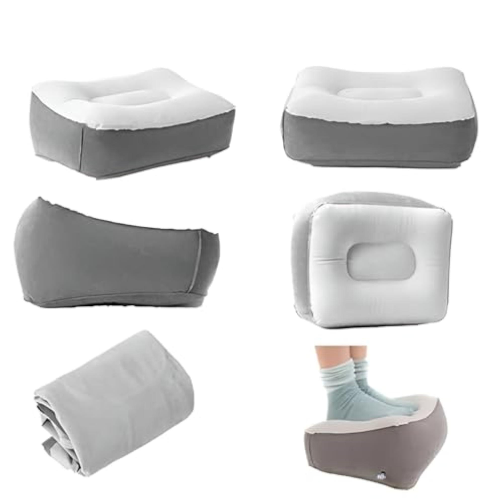 Inflatable Travel Foot Rest Pillow, Portable Cushion