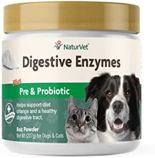 NaturVet – Digestive Enzymes for Dogs - Plus Probiotics & Prebiotics | Helps Support Diet Change & A Healthy Digestive Tract | for Dogs & Cats | 8 oz Powder