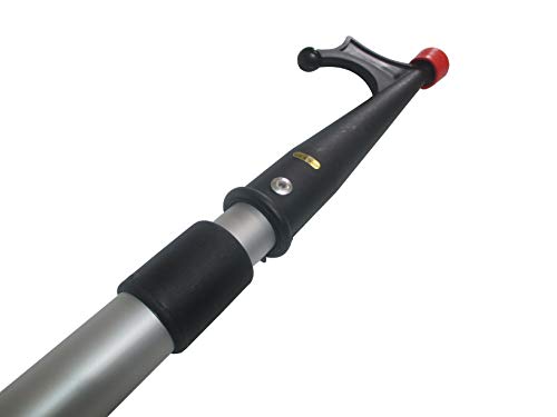 Pactrade Marine Anodized Aluminum Telescopic Kayak Boat Hook Dock Docking Extend Sections Adjustable Extendable Length Plastic Pc Red Tip Non-Slip Black Locking Vinyl Mechanism Ring Handles (50"-86") #TOP5