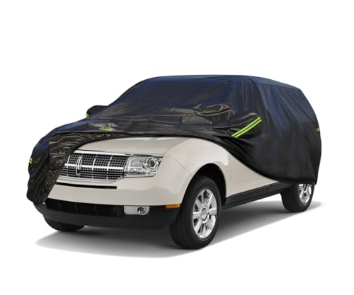 Image of KouKou Waterproof SUV Car Cover Suitable for Lincoln MKX from 2006 to 2025, 7 Layers Windproof All Weather Waterproof Outdoor Cover Sun Rain UV Dust Snow Protection. Black