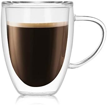 Sponsored Ad - Double Wall Thermal Insulated Mug for Drinking Tea,Coffee,Espresso,Juice,Wine,Latte, Cappuccino Stackable Glass Cup 350 ML Each. (2)