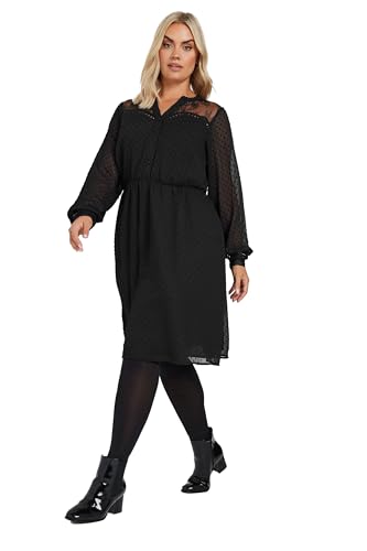 Yours Curve Lace Dobby Midi Dress - Women's - Plus Size Curve Black