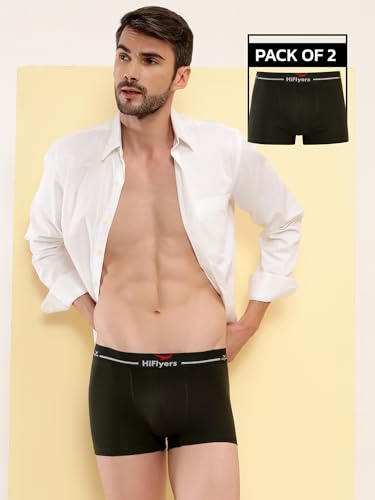 Image of HiFlyers Men's Cotton Spandex Odour-Free, Long Lasting Comfort, All Day Fresh and Confidence Dark Knight Collection Solid Trunks