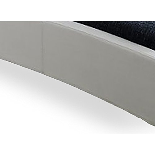 Baxton Studio Guerin Contemporary Faux Leather Fabric Two Tone Upholstered Grid Tufted Platform Bedgrey, Queen, White/Grey #TOP3