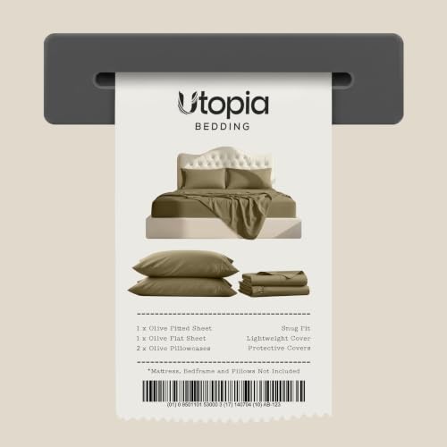 Image of Utopia Bedding King Size Sheet Set - 4 Piece Bed Sheets, Soft and Breathable Microfiber, Includes 1 Fitted Sheet, 1 Flat Sheet and 2 Pillowcases - Oeko Tex (Olive)