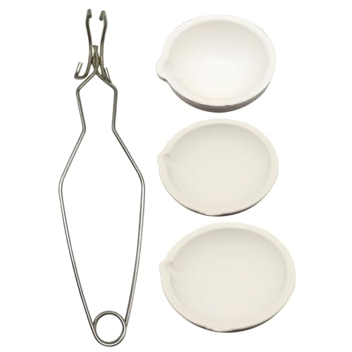 Xweptuy Crisoles para fundir Metal 4 unids/Set Pinzas de crisol y 3 crisoles Kit de fundición de Metal Resistente al Calor tazón de cerámica Plato Taza para Kit de fundición