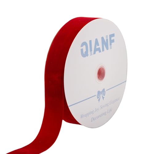 Image of QIANF Velvet Ribbon, 1 1 /2-Inch by 25-Yard Spool (Red)