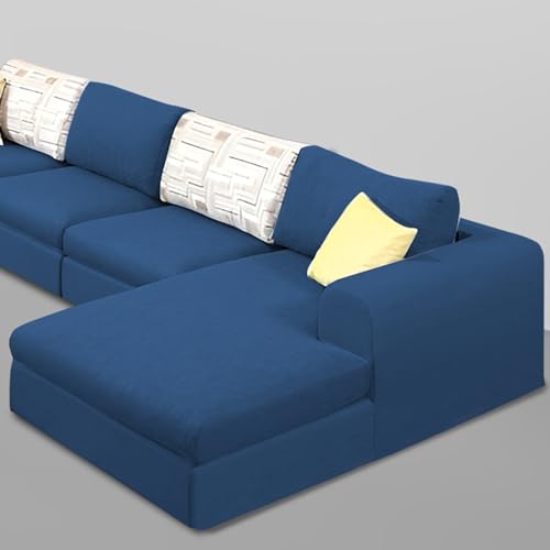 Image of Koza RHS 6 Seater L Shape Sofa Set for Living Room (Blue Fabric) Premium Fabric Sofa