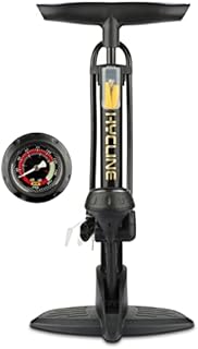 Hycline Bike Floor Pump with Gauge, Bicycle Tire Pump Presta and Schrader Valve Inflator, 160 PSI Air Pump for Road Mountain Bike Tires, Balls, Balloons, Inflatables
