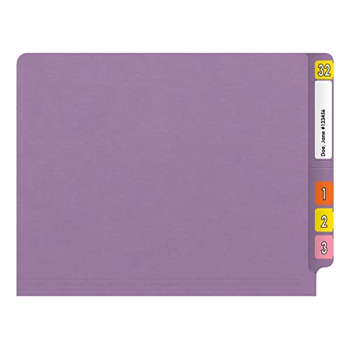 11 Pt Color Folders, Full Cut 2-Ply End Tab, Letter Size, Fasteners Pos #1 & #3, Lavender (Box Of 50) #TOP2