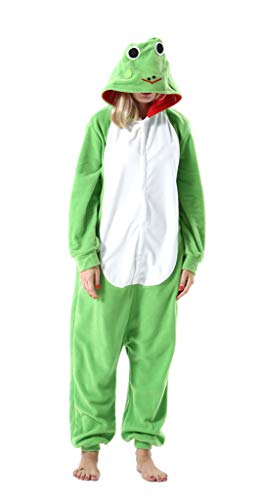 Pigiama Animali Cosplay Uomo Donna Adulti Costume Tuta Halloween Carnevale Frog L