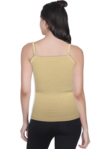 Image of DChica Essentials Padded Camisole Bra for Women, Sleeveless Undershirts Cami Vest with Adjustable Straps, Cotton Camisole Tank Top /Innerwear for Women Solid Pattern