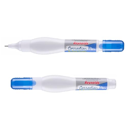 Reynolds Correction Pen Whitener I Smudge Free Operation with Unique Squeeze Control Applicator I Precise Whitener Pen for Correction For Students and Professionals - Pack of 10