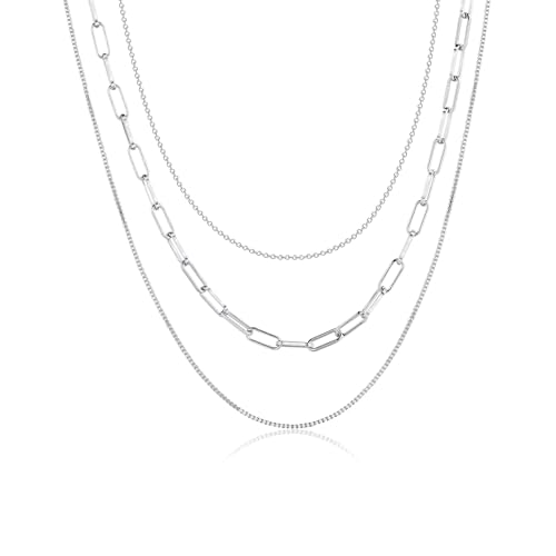VIROMY 14K Gold Layered Satellite Necklace for Women