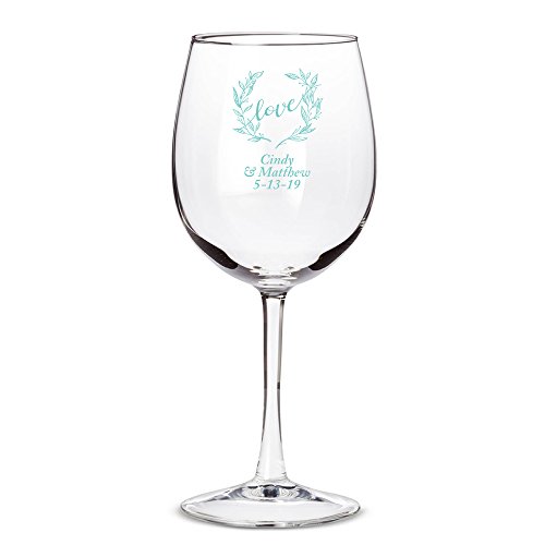 Copa personalizada impresa de 12oz para vino - Love Wreath - Azul