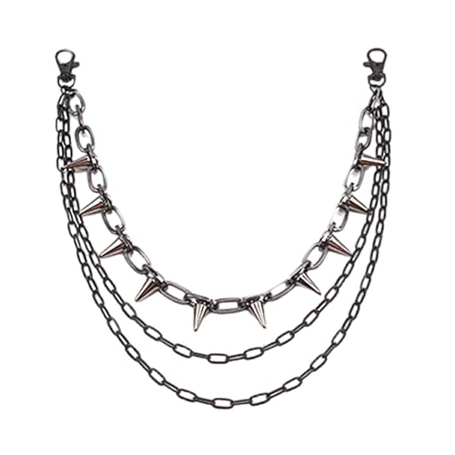 Oxtxuzdm Hiphop Punk Metal Chain Belt with Silver Studs Adjustable Length Chain Belt for Fashionable Adults