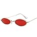Produktbild Huhu833 Mode Unisex Retro kleine ovale Sonnenbrille Metallrahmen Shades Eyewear Reise Sonnenbrille (Rot)