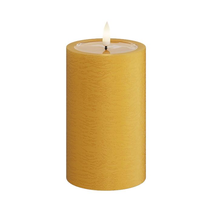 Deluxe Homeart Unique LED Candles - Handmade Real Wax Ochre Yellow Flickering Flameless Candle with 3D Real Flame™ Technology - 1500+ Hour Battery Life (7.5 x 10 cm) — image 1