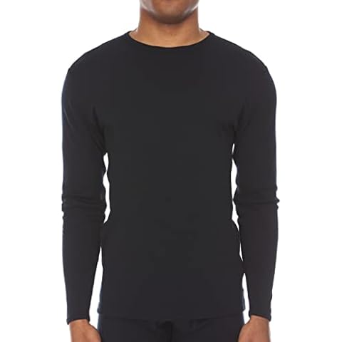 Men's Midweight 100% Merino Wool Crew Long Sleeve Shirt - Anti Odor - Hiking Base Layer - Active Wear Undershirt - No Itch Renewable Fabric - Black - X-Large Cover