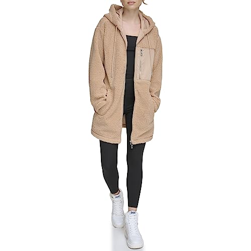 DKNY Women's Performance Sherpa Hybrid Longline Fullzip