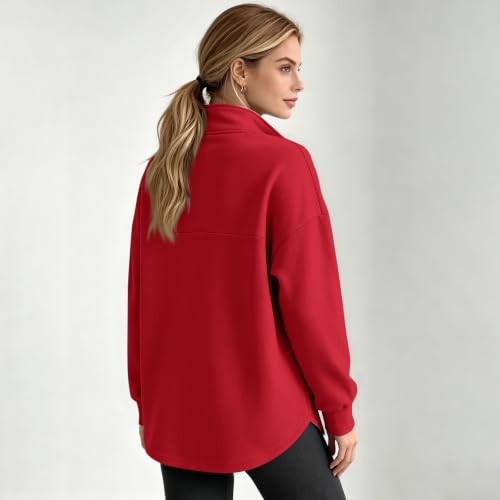 Gumipy Quarter Zip Pullover Women Loose Fit Fleece Lined Hoodie Sweat Shirt - image 5