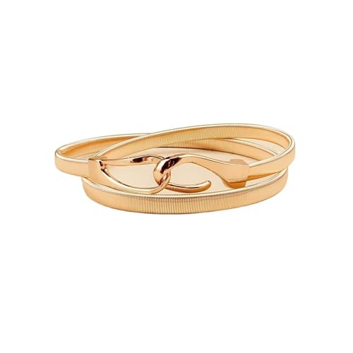 Women's Metal Spring Waist Chain Fashion Dress Double Buckle Elastic Chain Small Belt2