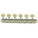 Kluson 6 On A Plate Deluxe Series Tuning Machines - Single Line - Nickel With Oval Plastic Buttons